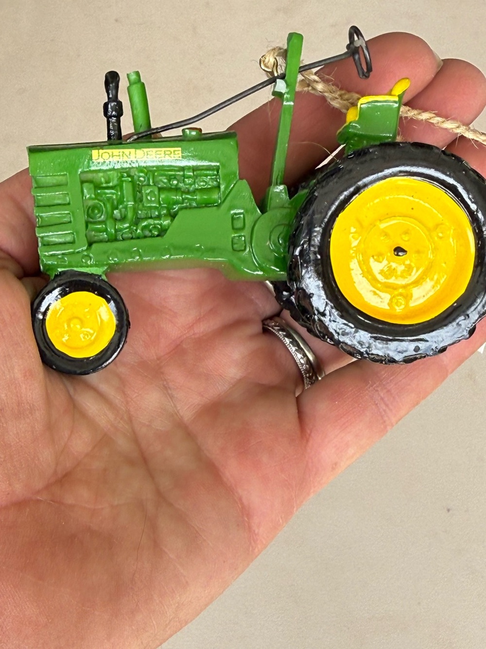 John Deere Green and Yellow Toy Tractor Ornament - Picture 5 of 5